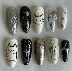 Cute Grunge Nails, Kpop Inspired Nails, Ongles Goth, Grad Nails, How To Have Style