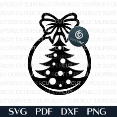 Christmas tree with bow ornament - layered cutting template - SVG DXF PDF vector files for laser engraving and cutting, Glowforge, Cricut, Silhouette Cameo Laser Files, Christmas Stencils, Diy Holiday Decor, Layered Cuts, Diy Holiday, Christmas Tree Ornament, Tree Ornament, Cricut Silhouette, Silhouette Cameo