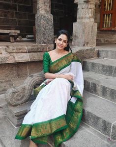 Type: Saree Saree Color: White & Green Blouse Color: Green Saree Length: 6.3 Mtrs(With Blouse) Blouse Length: 0.80 Mtrs Fabric: Banarasi Silk Work: Zari Weaving Care Instruction: Hand Wash Product Code: 43694 Stylish Blouse Design, Stylish Blouse, Brown Silk