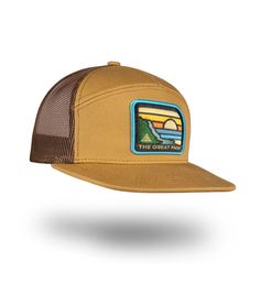 Breakthrough Hat – The Great PNW Trucker Baseball Cap With Patches For Outdoor, Trucker Style Baseball Cap With Patches For Outdoor, Outdoor Trucker Snapback Hat With Patches, Outdoor Trucker Hat With Patches, Trucker Style Six-panel Snapback Hat With Logo Patch, Retro Trucker Hat With Flat Bill For Outdoor, Retro Flat Bill Trucker Hat For Outdoor, 5-panel Trucker Hat With Logo Patch For Camping, Retro Six-panel Snapback Hat For Outdoor