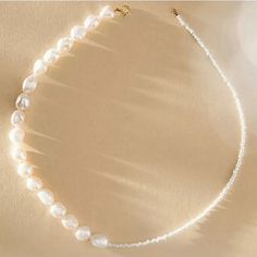 Offers Welcome This Anthropologie Half Moon Pearl Necklace Is Gorgeous! It Is Made Of Half White Freshwater Real Pearls And Half Tiny White Seed Beads. Necklace Closes With A Gold Lobster Clasp Closure. Necklace Length Is 16". Jewelry Goals, Seed Beads Necklace, Freshwater Pearl Jewelry, Anthropologie Jewelry, Real Pearls, Beads Necklace, Necklace Length, Half Moon, Pearl Jewelry