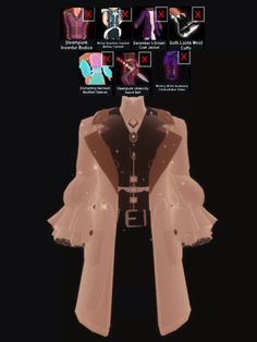 an animated image of a woman's coat with different types of clothing on it