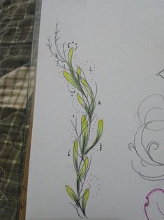 Algas marinas | Design by  Madison Wiseman Sea Algae Drawing, Underwater Flowers Drawing, Seaweed Art Drawings, Sea Plants Painting, Seaweed Wrap Tattoo, Aquatic Plant Tattoo, Underwater Drawing Ideas, Ocean Plants Drawing, Sea Plant Tattoo