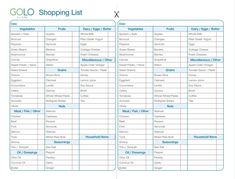 the printable shopping list is shown in blue