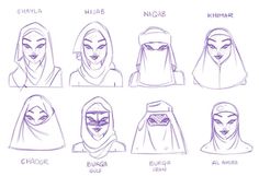 the different types of headscarves and veils that are used to make them look like