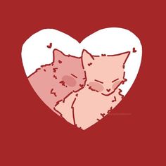 two cats are in the shape of a heart