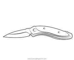 a black and white drawing of a knife