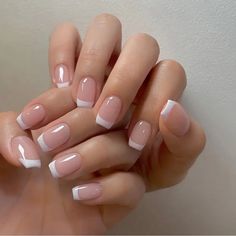 24pcs French Tip Press On Nails Short Square Fake Nails White Pinkish Nude Design False Nails Cute Full Cover Nail Tips Acrylic Nails For Women And Girls Fixed Price Shorties Nails, Mail Inspo, Fake Nails White, Colorful Nails, French Tip Acrylic Nails, Short Square Acrylic Nails, Color Nails, Pink Collar, Neutral Nails