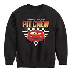 Add cool new style to his casual wardobe with this Disney / Pixar Cars Boys 8-20 Lightning Pit Crew Fleece Sweatshirt. © Disney Add cool new style to his casual wardobe with this Disney / Pixar Cars Boys 8-20 Lightning Pit Crew Fleece Sweatshirt. © Disney FEATURES Crewneck Long sleevesFABRIC & CARE Solid colors: cotton; Heather colors: cotton, polyester Machine wash Imported Size: Small. Color: Black. Gender: male. Age Group: kids. Pit Crew, Disneyland Outfits, Boys Pattern, Navy Outfit, Disney Pixar Cars, Pixar Cars, Toddler Boy Outfits, Disney Cars, Top Graphic Tees