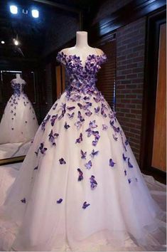 Purple Butterfly Appliques Ball Quinceanera Dress Birthday Party Sweet 16 Gown, 596 on Storenvy Kad Perkahwinan, Lakaran Fesyen, Chic Prom Dresses, Quinceñera Dresses, Purple Prom, 파티 드레스, Purple Prom Dress, Cute Prom Dresses, Beautiful Prom Dresses