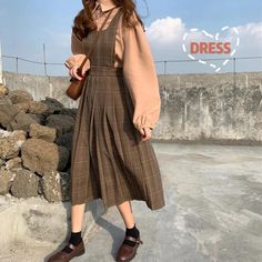 Plaid Overall Dress, Academia Clothing, Dark Academia Outfits, Dark Academia Outfit, Dress Minimal, Dark Academia Clothing, Cottagecore Clothes, Academia Outfits, Dark Academia Clothes