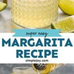 margarita recipe in a glass with limes around it