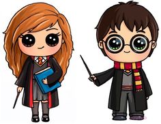 harry potter and hermile from harry potter's hogwarts cartoon characters