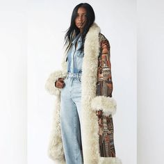 FREE PEOPLE Caravan Coat Free People Winter Coat, Boho Coats For Women, Free People Coat, 1970s Aesthetic, Boho Fashion Winter, Boho Coat, Afghan Coat, Glam Boho, Winter Boho