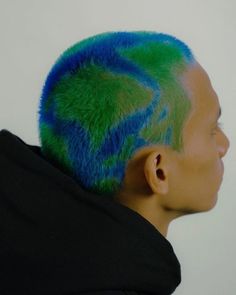 hair color, hair dye, hair color combinations, dyed hair, hair, multi-colored hair, Earth Day hair, hair inspo, buzzcut Blue And Green Hair, Bleached Hair Men, Hair Colour Design, Dyed Hair Men, Arctic Fox Hair Color