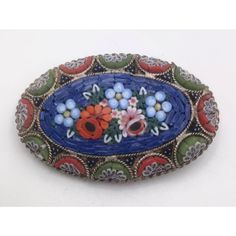 Vintage Estate Micro Mosaic Brooch Italy Floral Blue Red Oval Large 2" Beautiful, large brooch in excellent condition. Unmarked. Measures 2" wide x 1.25" tall. I buy vintage jewelry and collectibles from estate sales and auctions. Please check out my other items for more special finds. Blue Oval Brooch For Gifts, Blue Oval Brooch, Antique Handmade Blue Brooches, Micro Mosaic, Buy Vintage, Estate Sale, Last Minute Gifts, Brooch Pin, Vintage Jewelry