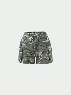 Teenage Girls' Vintage Street Style Cool Loose Fit Casual Comfortable Multi-Pocket Camouflage Denim Shorts Army Green    Denim Camo Straight Leg Non-Stretch  Teen Girls Clothing, size features are:Bust: ,Length: ,Sleeve Length: Vintage Street Style, Girls Denim Shorts, Camouflage Shorts, Girls Denim, Shorts Jeans, Short En Jean, Vintage Shorts, Teen Girls