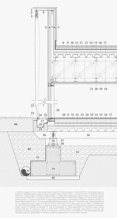 an architectural drawing shows the details of a building's external wall and floor plan