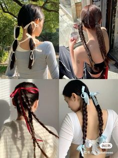 Ribbon hairstyles #ribbon #hairstyles #hairstylesforschool #schoolhair Outfits Drawing, Hair Style Korea, Hair Arrange, Ribbon Hairstyle, Peinados Fáciles Para Cabello Corto, Hair Stylies, Hair Up Styles, Hairdo For Long Hair, Hair Stylist Life