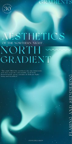 the front cover of an article with blue and green swirls on it, which reads aesthetics of the northern night north gradient