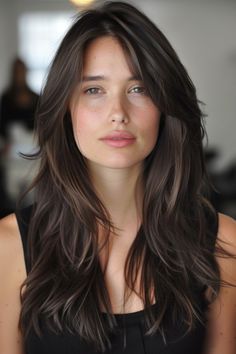 Subtle Balyage Long Hair Brunettes, Layered Hair No Bangs, No Bangs, Layered Hair With Bangs, Bangs Straight, Layered Haircuts For Medium Hair, Trending Ideas