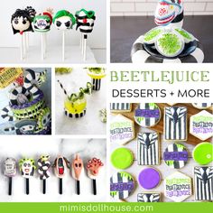 a collage of different desserts and more with the words beetlejuice on them