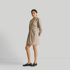 Discover the versatile elegance of our Front Twist Dress. Crafted from organic cotton, this dress offers a straight fit design adorned with a captivating twist-front detail at the waist. Its button-front style exudes a casual yet chic vibe. With thoughtful pockets on both sides, it merges practicality with style effortlessly. Ideal for various occasions, this dress is a perfect blend of cool, casual, and dressy, making it an excellent choice for everyday wear or dressing up for special events. If you’re looking for a dress that does it all, look no further. Elevate your wardrobe with this must-have piece! Front Twist Dress, Fitted Knee Length Dress, Pleated Dress Short, Twist Dress, Twisted Dress, Flare Long Sleeve, Straight Dress, Knit Midi Dress, Lace Maxi Dress