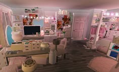 Cute Roblox Houses Bloxburg, Bloxburg Home Color Schemes, Bloxburg Clutter Ideas, Y2k Bloxburg House, Bloxburg Dorm, Detailed Bloxburg, Bloxburg Teen Room, Bloxburg Teen Room Ideas