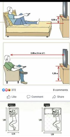 the diagram shows how to sit on a couch and watch tv while sitting in a chair