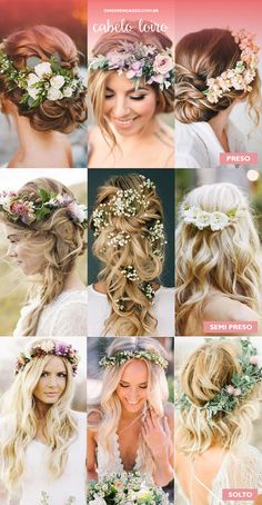 wedding hairstyles with flowers and greenery