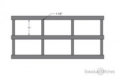 the measurements for a bookcase with two shelves on each side and one shelf below