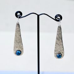 Long Solid Teardrop Earrings with Blue Turquoise Earrings Richard Schmidt Richard Schmidt, Hammered Sterling Silver, Earring Crafts, Light Weight Earrings, Natural Turquoise, Blue Turquoise, Schmidt, Teardrop Earrings, Long Earrings