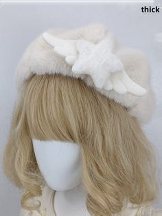 The price is for a hat only, others are not included.  Color: The color of the star on the hat. White Beanie Costume Hat For Winter, White Beanie For Winter Costume, White Beanie For Winter Festival, White Winter Beanie Costume Hat, Cute White Hat With Bow, Cute Yellow Adjustable Hat, White Adjustable Kawaii Hat, White Winter Beret, Kawaii Beret