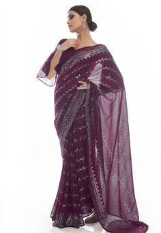 Georgette sequence Saree with blouse in Purple colour 21003 Desc: Saree Color : Purple Saree Fabric : Georgette Work : Sequence Wash Care : Dry clean Sleeve Style : Quarter Sleeve Long Sleeves : Done only in Custom Stitch Sleeves Lining : Done only in Custom Stitch Bust Size : 32 to 42 Inches Occasion : Ceremonial Festival Christmas Diwali Eid Kitty Party Party Wear. With Express Free Shipping Buy Indian Party wedding wear Bridal Sarees Georgette sequence Saree with blouse in Purple colour 21003 Saree Party Wear, Sequence Saree, Purple Saree, Indian Party, Embroidered Saree, Purple Wine, Wedding Saree Indian, Bridal Sarees, Purple Colour