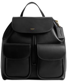 in stock Classic Black Backpack With Detachable Strap, Classic Backpack With Flap, Classic Backpack With Detachable Strap, Classic Black Backpack, Classic Black Leather Backpack, Classic Coach Backpack With Adjustable Strap, Classic Black Leather Backpack For On-the-go, Luxury Black Coach Backpack, Classic Black Leather Backpack For Travel