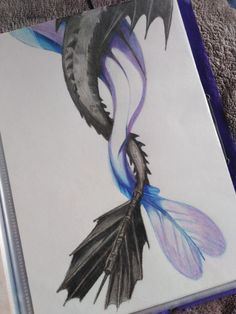 a drawing of a dragon with feathers on it's back