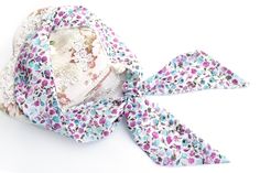 Silky skinny scarf with beautiful small flowers pattern in cyclamen and pale blue on white background. Double-faced skinny scarf with pointed edges. https://etsy.me/3deM3xH #hairscarf #birthdaygift #smallflowers #headscarf #skinnyscarf #chiffon #neckerchief Scarf For Hair, Birthday Gift Mom, Top Knot Headbands, Fall Scarves