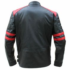 Classic Biker Red and Black Vintage Motorcycle Leather Jacket, Men Biker Jackets sold by Lajuria on Storenvy