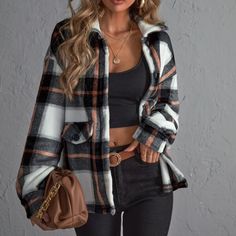 Cozy Plaid Teddy Boyfriend Jacket Oversized Shacket Preppy - Business Professional - Turtleneck Workplace Wear - Fall - Winter - Spring - Flowy Summer - 90s - Sweater Top Dress Pants - Blazer - Blouse - Holiday Party - Christmas Dress - Thanksgiving - Date Night - Wedding Guest - Boho Contemporary Layer Classic Trendy Layered Office Preppy Prom Classy Work Office Sweater Business Casual Contemporary Minimalist Business Formal Dress Gown Prom Ball Dress Professional Workplace Wear Fall Winter Bla Plaid Winter Jacket, Boyfriend Jacket, Y2k Butterfly, Baddie Aesthetic, Retro Holiday, Long Sleeve Outerwear, Beach Tropical, Minimalist Business, Fall Birthday