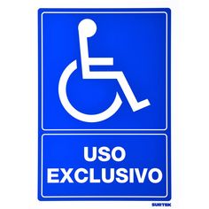 a blue sign with the words uso exclusvo and a wheelchair on it