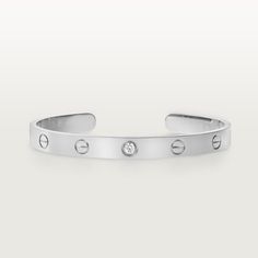 Cartier - LOVE bracelet, 1 diamond - Bracelet White gold/Diamond - LOVE bracelet, 18K white gold (750/1000), set with 1 brilliant-cut diamond totaling 0.10 carats. Width: 6.1 mm (for size 17). Please note that the carat weight, number of stones and product dimensions will vary based on the size of the creation you order. For detailed information please contact us. Bracelet White Gold, Cartier Earrings, Bracelet Love, Detailed Jewelry, Love Bracelet, Bracelet Collection, Cartier Love Bracelet, Girly Jewelry, Love Bracelets