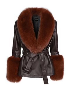 Fur Foxy Leather Short Coat in Brown – ZCRAVE Winter Lovers, Short Cuir, Leather Jacket Women, Luxury Outerwear, Fur Leather Jacket, Leather Trench, Real Leather Jacket, Genuine Leather Jackets, Faux Fur Collar