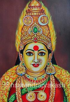 an oil painting on canvas of a hindu god