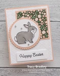 a happy easter card with a bunny on it