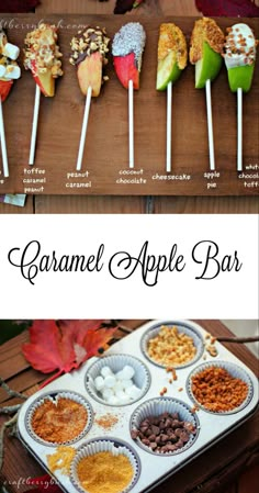 an image of caramel apple bar on a table