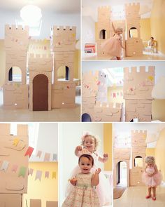 Oh my, this party is insane... but I love the idea of a princess theme, AND all the DIY stuff. Also love the idea of stations for kiddos Cardboard Castle, Cardboard Diy, Knight Party, Princess Theme, Princess Castle, Princess Birthday Party, Princess Birthday, Princess Party, Party Inspiration