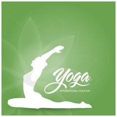 the international yoga day poster is displayed on a green background with an image of a woman doing