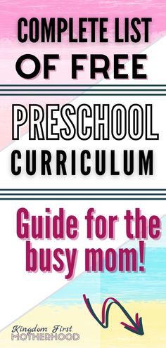 the complete list of free preschool curriculums for the busy mom