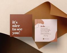 two greeting cards with the words it's nice to see you