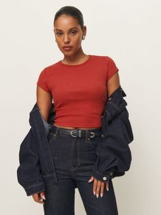 Throw on and go. The Muse is a tight fitting tee that is cropped at the waist. Fitted Casual Cropped T-shirt For Fall, Fitted Crop Top T-shirt For Fall, Fitted Cropped T-shirt For Fall, Fitted Cropped T-shirt Crew Neck For Fall, Fitted Crew Neck Cropped T-shirt For Fall, Fall Short Sleeve Crop Top, Casual Short Sleeve Crop Top For Fall, Casual Fall Crop Top With Short Sleeves, Casual Fall Short Sleeve Crop Top